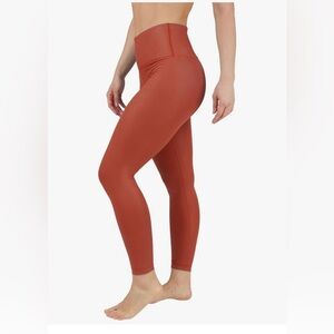 NWOT 90 Degrees By Reflex Ankle Vegan Leather Orange Leggings Size M
